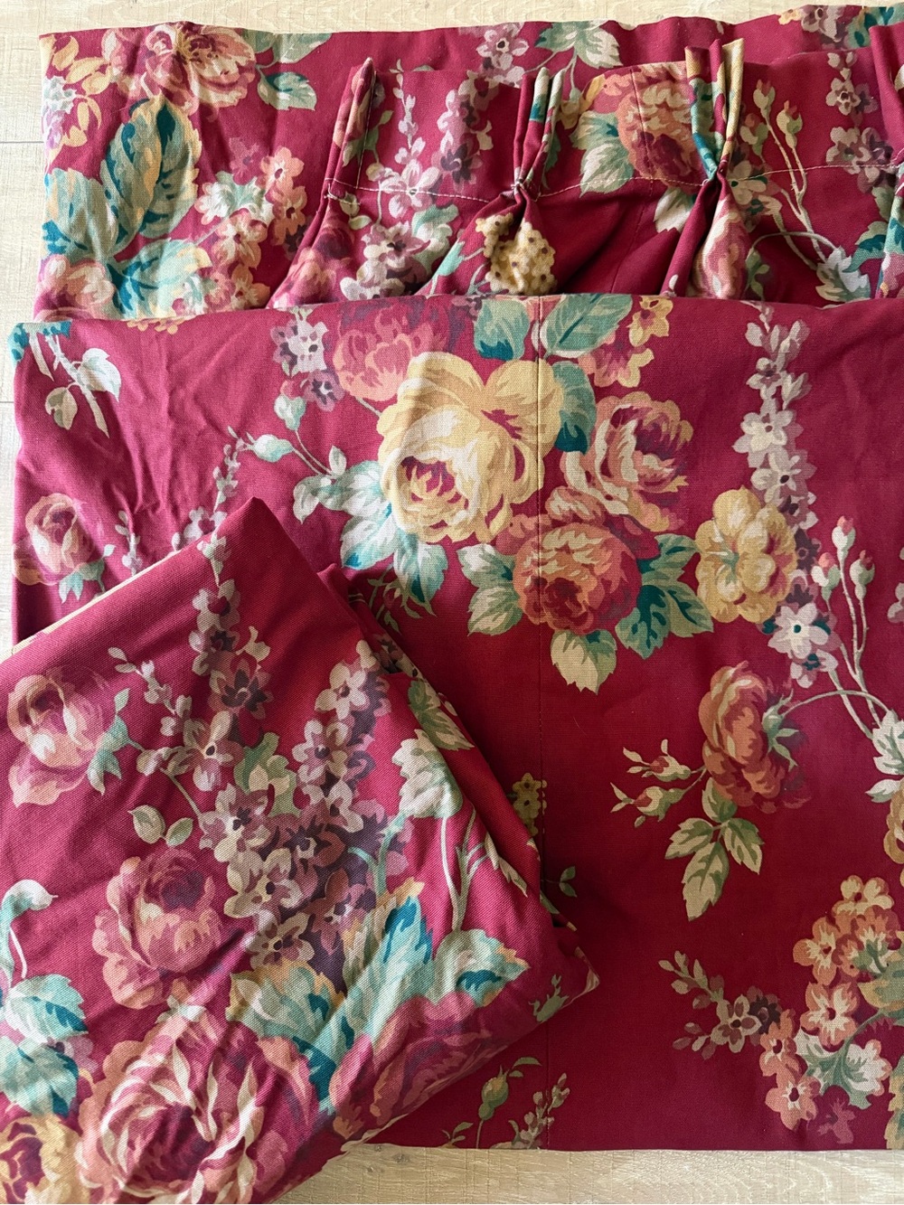 French Country Floral Window 2 Lined Curtains Panels Custom Made 97x78”